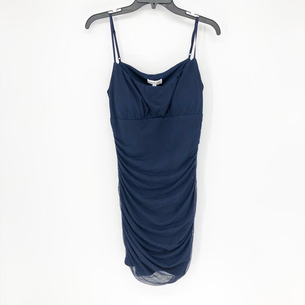 EMERALD SUNDAE JUNIORS Gathered Mini Dress XL Navy Blue Bodycon Ruched NWT - Picture 3 of 9